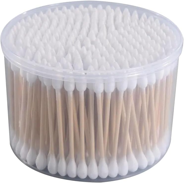 Wooden Cotton Swabs (500 Count) - Biodegradable Cotton Swabs with Eco-Friendly Double Tip Cotton Swabs, Made of 100% Wood, Great for Makeup, Ears, Cleaning