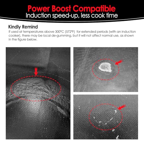 Tapete protetor de fogão de indução extra grande (magnético) | Resistente ao calor de 300 °C (300.0 °C) | Compatível com Power Boost |, Capas de fogão para fogão elétrico (preto puro, 21,2 x 35,4