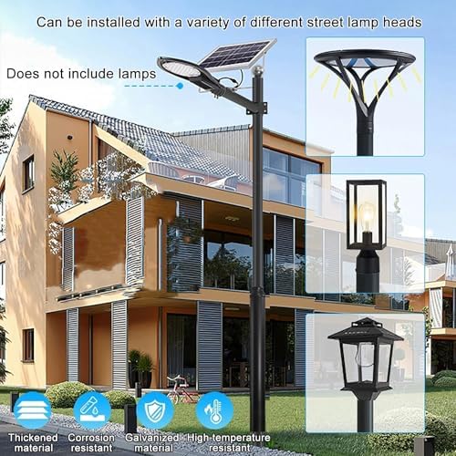 26 Ft Solar Street Light Pole, Heavy Duty Waterproof Metal Lamp Post for Outdoor Use, Ideal for Backyard, Parking Lot, Walkway, Camera, Garden & Park Lighting