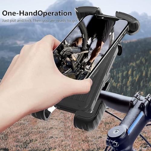 Image of 2 Packs Bike Motorcycle Phone Mount,[Ultra Metal] Bike Motorcycle Phone Holder with Security Lock, Bicycle Phone Mount with Soft Cushion & Adjustable Clip Compatible with 4.7''-6.8'' Phone