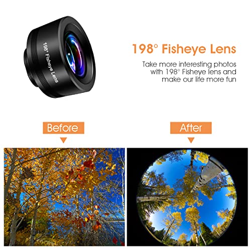 AFAITH Phone Camera Lens 3 in 1 Cell Phone Lens Kit, 20x Macro Lens,198° Fisheye Lens,120° Wide Angle Lens for iPhone Samsung Android - Image 6