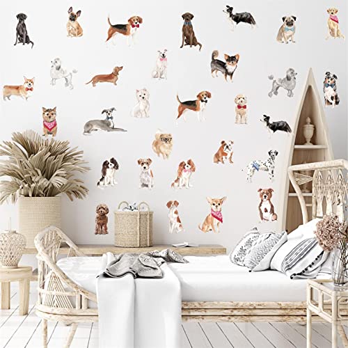 Cute Dog Wall Decals Funny Puppy Dog Wall Stickers Small Pet Dog Wall Stickers Fancy Dog Wall Decals Peel And Stick Funny Animal Wall Stickers For Bedroom Living Room #TOP1