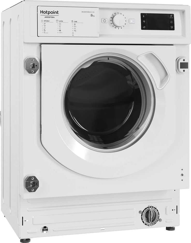 Hotpoint - BIWMHG81485EU Lave-linge Hublot Encastrable - Capacité 8kg - Chargement Frontal, 1400 tr/min - Programme Anti-tache 100, Départ Différé 1-24h - Classe Énergétique B - Blanc