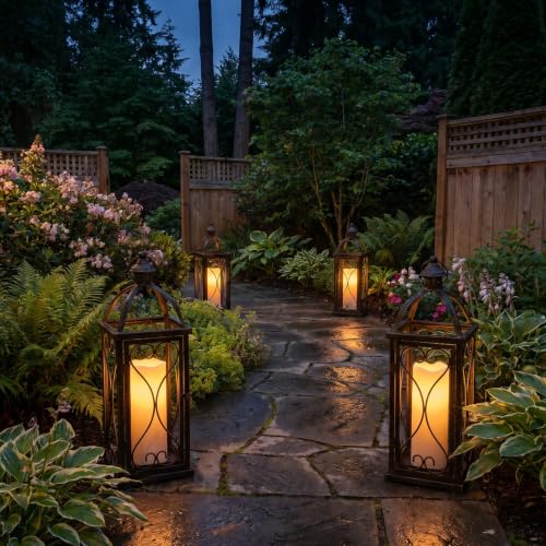 Image of GenSwin Outdoor Flameless Candles Battery Operated Waterproof Remote | IP65, White, Flickering LED Candles, Large Pillar Candles Lantern Porch Patio Garden Decor, 4 inch x 14 inch, 2 /4 /6 /8 Timer, 2 Pack