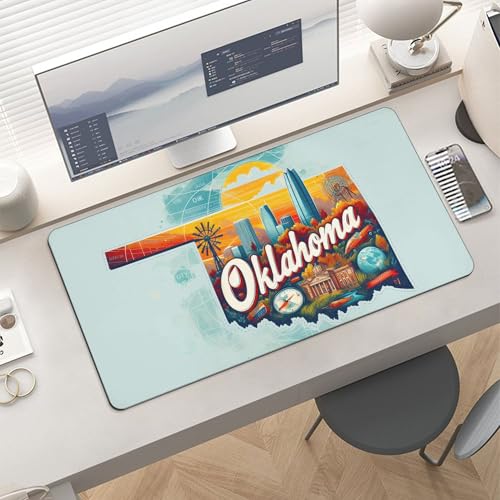 Image of Oklahoma Extended Gaming Mouse Pad, with Stitched Edges Large Mouse Pad Desk Protector, Rubber Base Mousepad Keyboard Mouses Mat for Work Game Office Home- 32 inch X 16 inch Inch