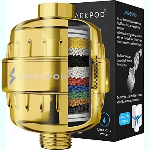 SparkPod High Output Shower Filter Capsule- Rejuvenates Skin and Hair Health (Reduces Eczema & Dandruff), Filters Chlorine