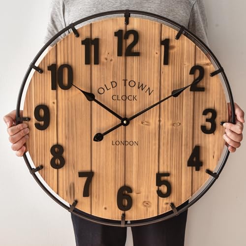 24 inch Rustic Wood and Metal Clock product photo 24 inch Rustic Wood and Metal Clock product image