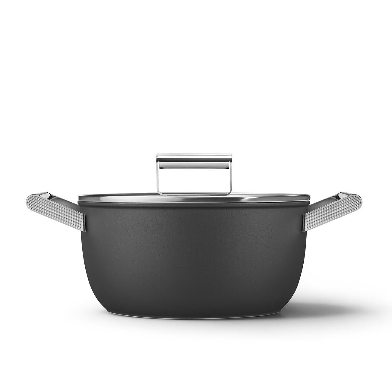 Smeg Black 24Cm Non-Stick Round Casserole Dish In