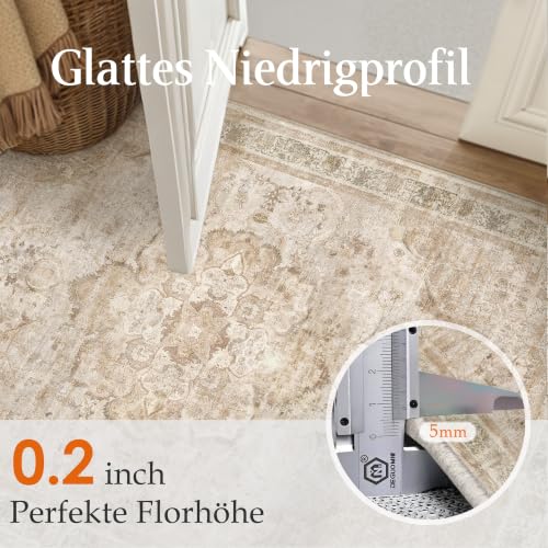 PureCozy Vintage Teppich Wohnzimmer Waschbarer 240x300cm Beige Teppiche – Ansicht 5