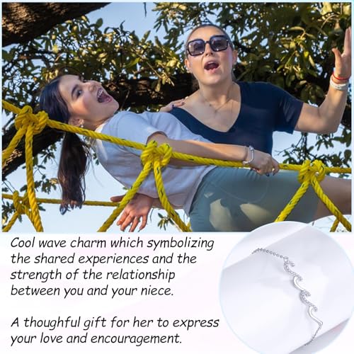 Image of Gifts for Women Christmas Birthday, Silver Wave Bracelets for Woman Mom Wife Grandma Daughter Granddaughter Friend Sister, The Waves of Life We've Through Together Mothers Day Graduation Gift