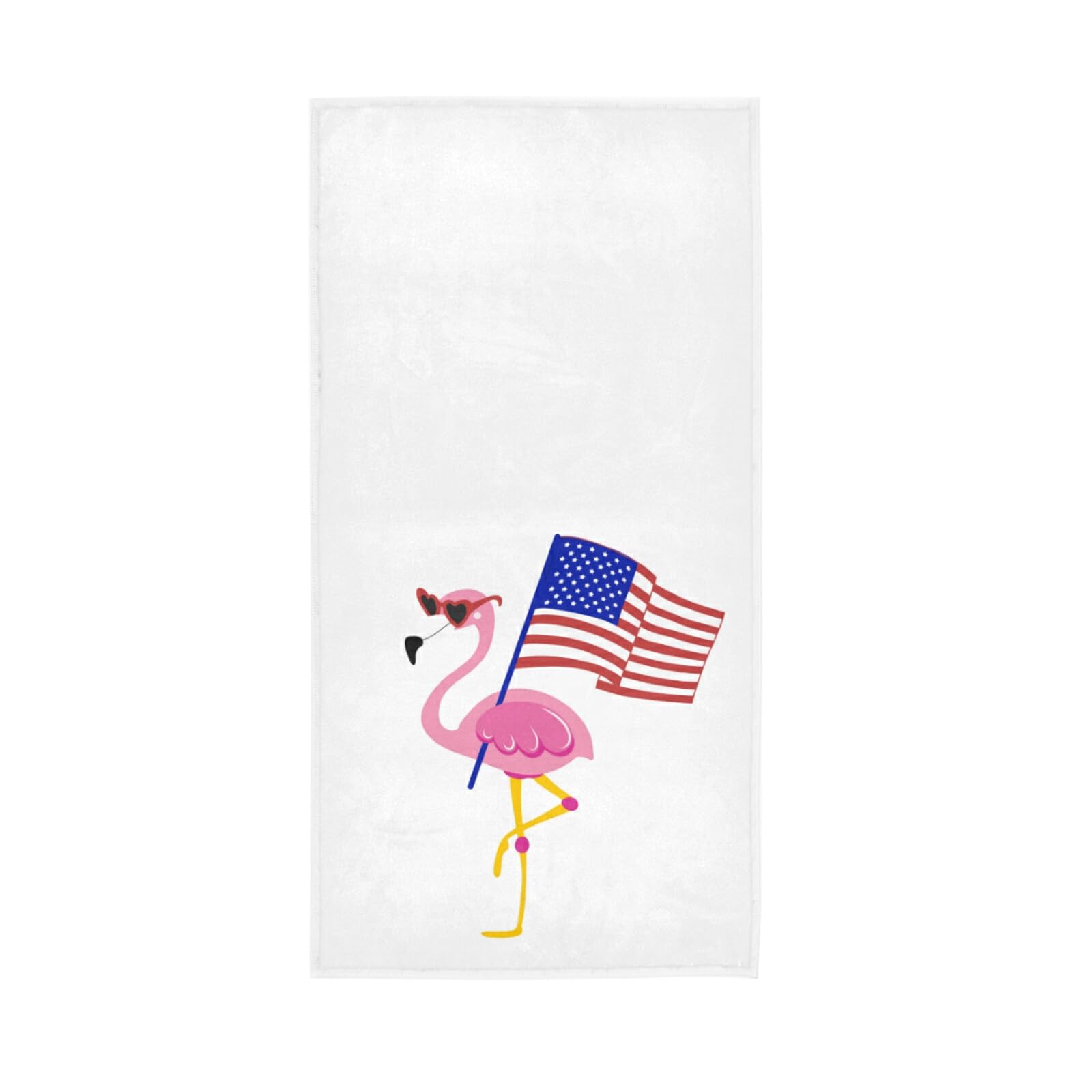 Patriotic Flamingo Independence Day Soft Hand Towels 16x30,Decorative 4th of July Fingertip Kitchen Dish Towels Washcloth for Bathroom, Hotel, Gym and Spa