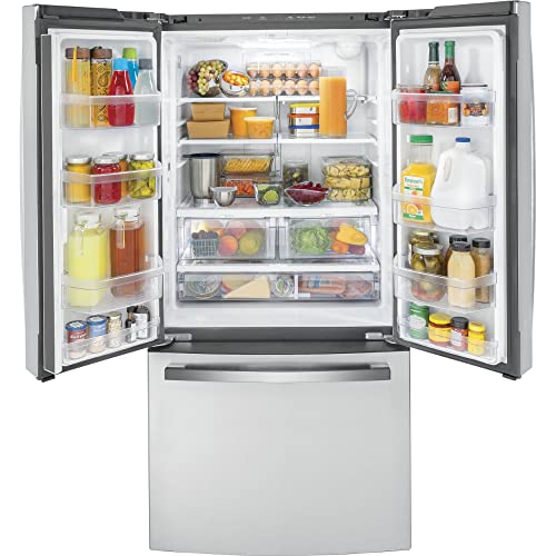 Image of GE GWE19JYLFS 18.6 cu. ft. Counter Depth French Door Refrigerator in Fingerprint Resistant Stainless Steel