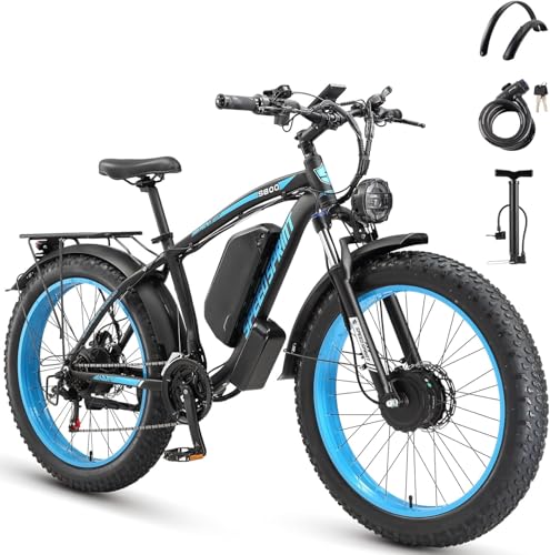 Peak 4000W Dual Motor Electric Bike for Adults 35 MPH 48V23Ah Removable Battery Max 40-100 KM E Bicycles 26 * 4
