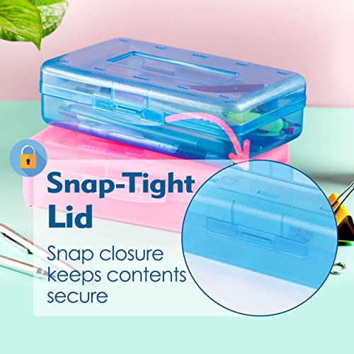 Mr. Pen- Pencil Box, 2 Pack, Assorted Color For Kids, Plastic Hard Pencil Case, School Supply Crayon Small Storage Box #TOP2