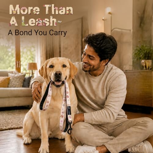 Image of Bowlers Dog Leash for Small, Medium & Large Dogs | Owl & Beige Design | Durable Nylon Pet Walking Lead | Strong Metal Hook | Comfortable Grip for Daily Walks & Training