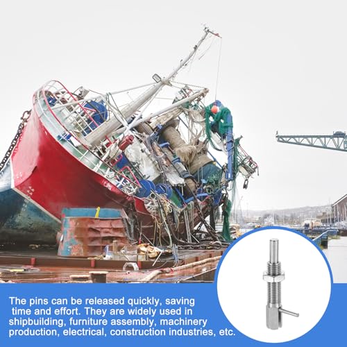 QUARKZMAN Einziehbarer Indexierungs-Spannstift, M16 L-Feder-Spannstift aus Edelstahl mit Federbelasteter Riegel Teleskopverriegelungsstift mit Mutter für Maschinenbau Schiffbau