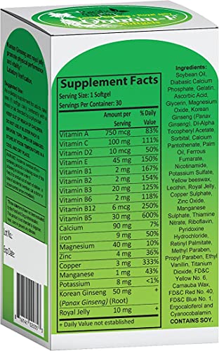 Pacific Nature's Oramin F (30 Softgels) With Korean Ginseng, Royal Jelly, Vitamin B Complex, And Zinc For Energy, Immunity, & Nutritional Support #TOP1