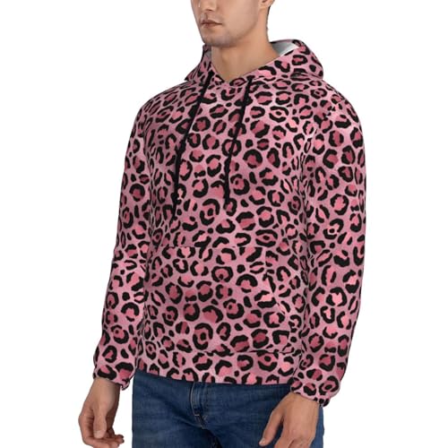 Hoodies For Men - Pink Leopard Print Long Sleeve Casual Men'S Hoodies & Sweatshirts Pullover With Pocket3