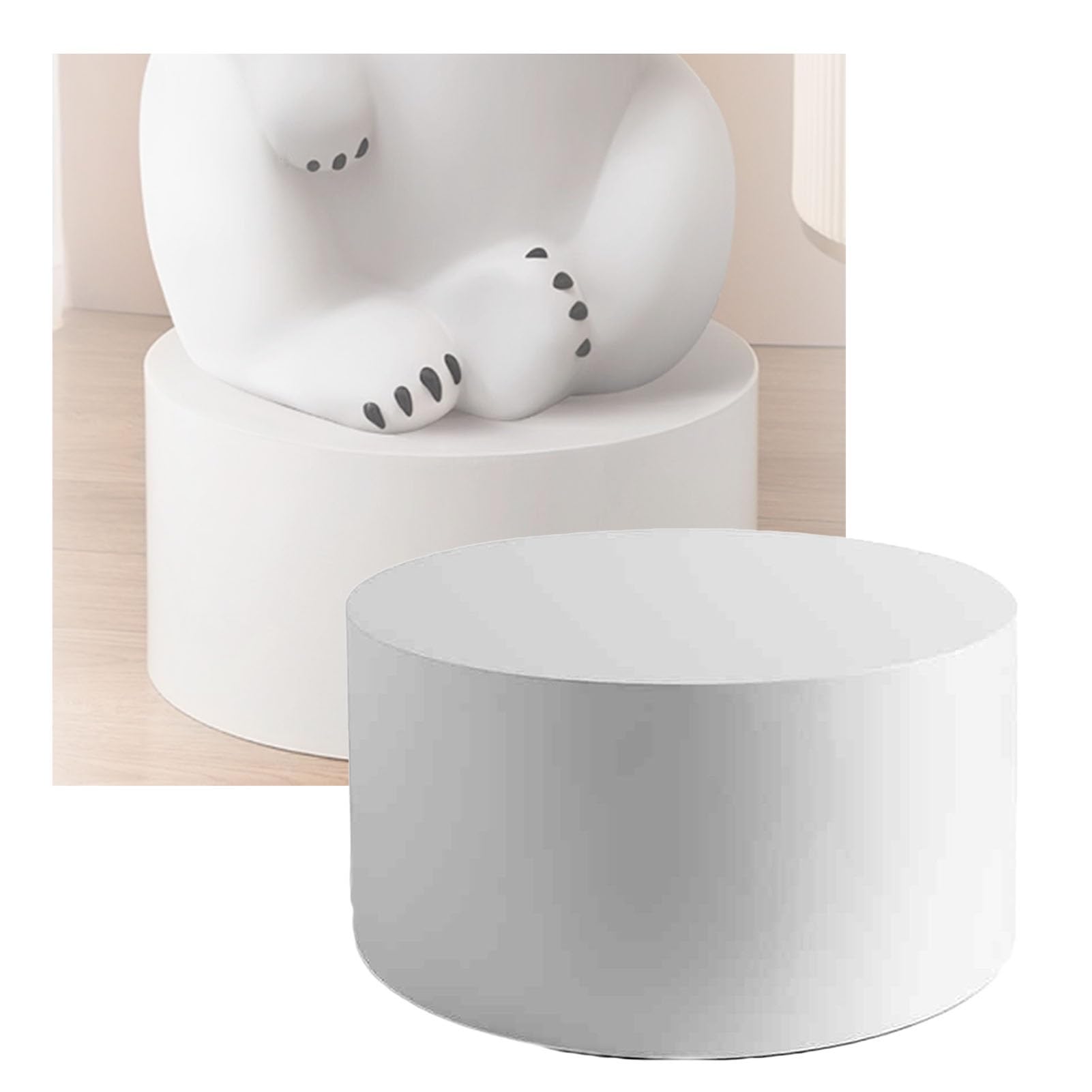 Socle d'exposition rond blanc contre le manque de relief en vitrine