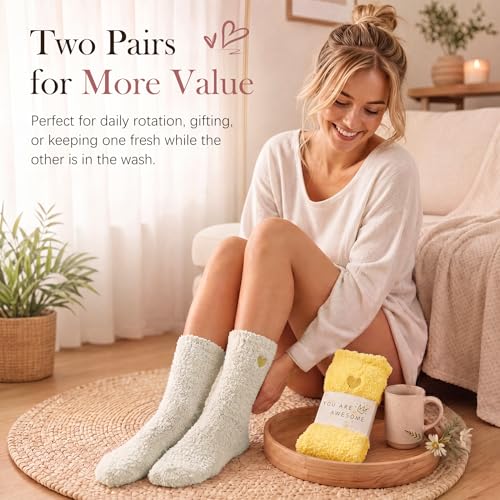 Image of Azue Fuzzy Warm Slipper Socks Women Super Soft Microfiber Cozy Sleeping Socks 6 or 5 Pairs