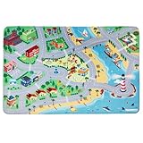 Little Lino Kinder Straßen Spielteppich Extra Weich - Kinderteppich für Fahrzeuge und Autos - rutschfeste Spielmatte fürs Kinderzimmer 98 x 150 cm