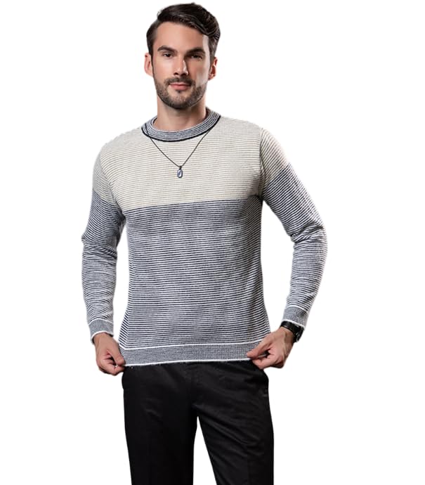 swaaglok - style that speaks Men’s Slim Fit Striped Pullover Sweater | Modern Knitwear for Winter & Fall | Full Sleeve Knitted Soft Crew Neck Jumper for Casual & Office Wear-picture-41