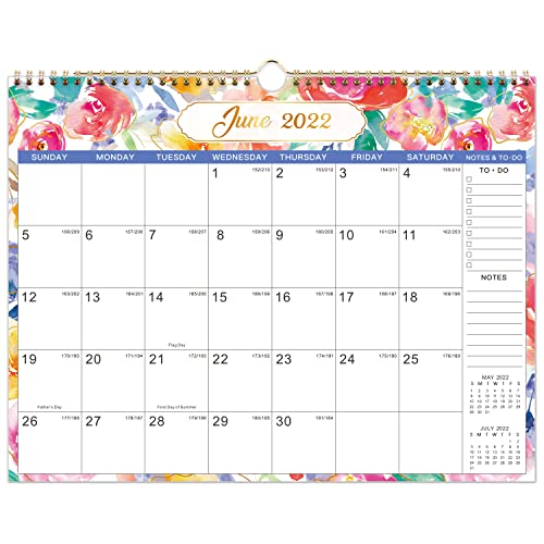 2022 Calendar - 2022 Wall Calendar, 18 Monthly Calendar with Thick Paper, Jan. 2022 to Jun. 2023, 14.8 x 11.5 + Twin-Wire Binding + Hanging Hook + Ruled Blocks with Julian Date - Colorful Flower 2022 Calendar - 2022 Wall Calendar, 18 Monthly Calendar with Thick Paper, Jan. 2022 to Jun. 2023, 14.8" x 11.5" + Twin-Wire Binding + Hanging Hook + Ruled Blocks with Julian Date - Colorful Flower