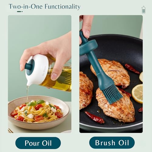 Image of Go Store Glass Oil Dispenser Bottle with 2 in 1 Silicone Brush Olive Oil Dispenser Bottle for Kitchen Cooking Baking BBQ (230 Ml)