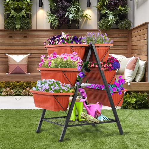 Kidinix Vertical Garden Planters With 6 Plant Boxes, 3 Tier Plant Bed, , Raised Garden Bed Indoor Or Outdoor, Elevated Planter For Vegetables Flower Herb Patio #TOP6