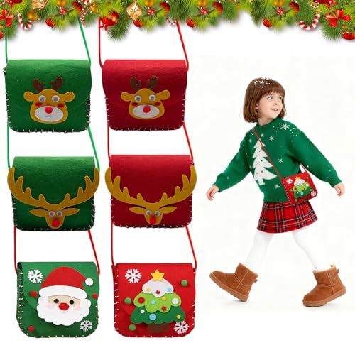 DOWNDRIFT Juego de costura para niños, 6 unidades, para coser y coser, bolsas de fieltro, hechas a mano, máquina de coser para niños, juego de costura para niños, diversión de costura para regalo DIY