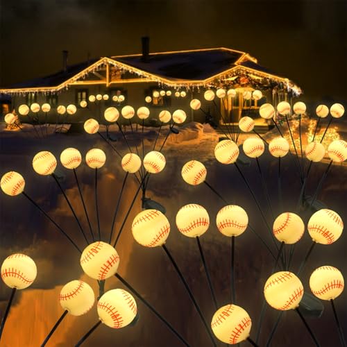 Xingpold Baseball Decorations Solar Garden Lights Outdoor,