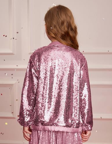 Image of GRACE KARIN Girls Sequin Jacket Kids Bomber Zip Outwear Sparkle Fall Top Cardigan Dress Coat Size 5-14