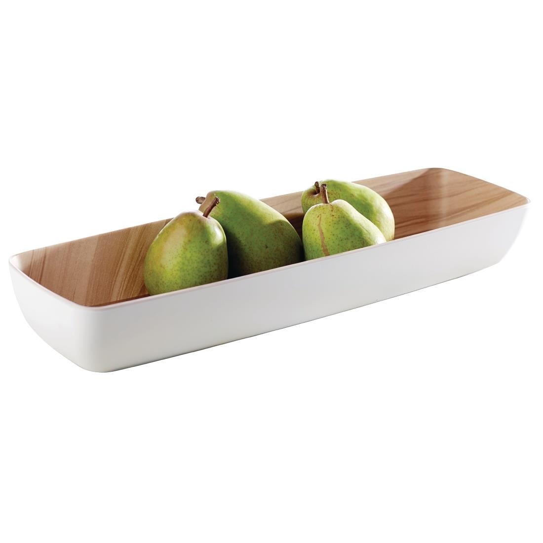 APS GN 2/4 cuencos de Frida de melamina 53 x 16,2 x 7,5 cm, interior: Aspecto De Madera, Exterior: blanco
