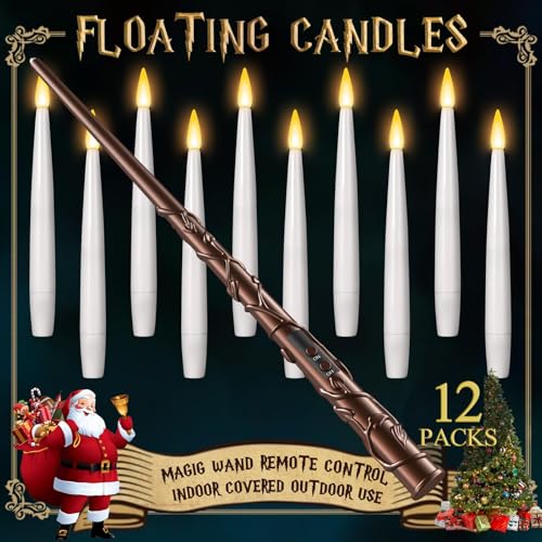SOONEEDEAR Flammenlose kerzen Kegel zum Aufhängen für Urlaub Party Weihnachten Geburtstag Hochzeit Kirche Heimdekoration (12 PCS Kerzen mit Wand Fernbedienung C)