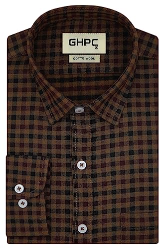 Image of GHPC Cottswool Winter Wear Woolen Gun Club Checks Full Sleeves Regular Fit Formal Shirt for Men