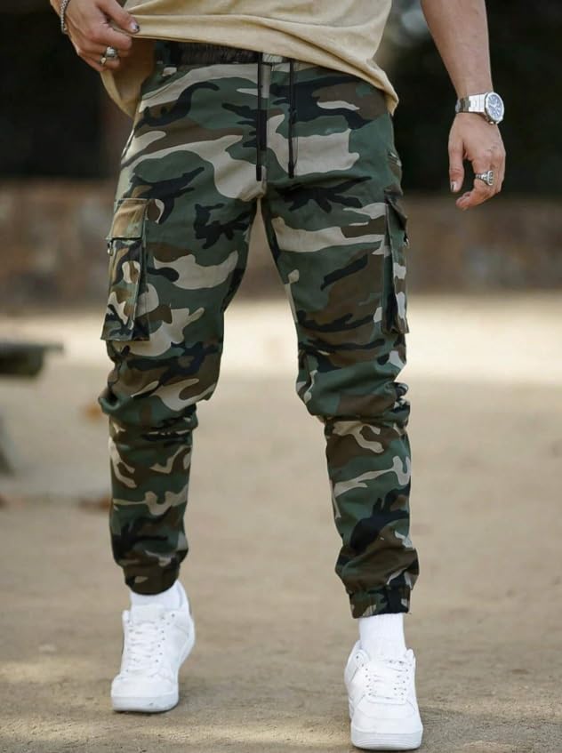 Comfort-Fit Men's Camo Cargo Pants – Available in Army Green, Black, Blue, Brown, Grey, Khaki, Red2