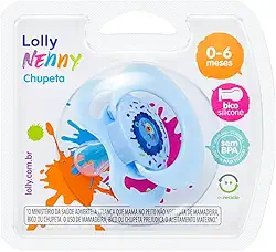 Chupeta tip bico de silicone redondo tamanho 01 azul, Lolly, Azul