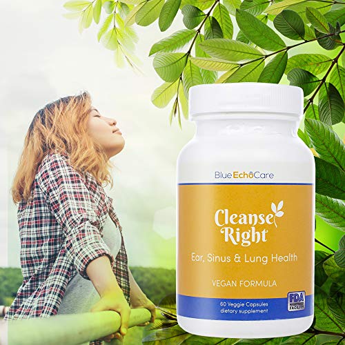 Cleanse Right Ear, Sinus and Lung Health USA Made for Allergy, Asthma Relief, Vegan, Naturopathic, Gluten Free, Non-Drowsy, NO Lanolin! 60 Capsules - Bromelain, Boswellia, Quercetin