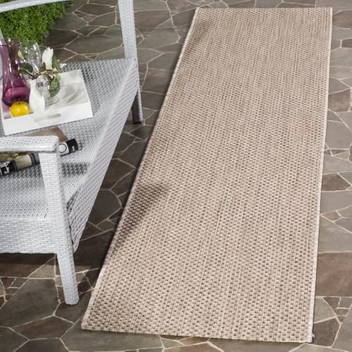 SAFAVIEH Washable Rug Outdoor Courtyard Collection - 23 x 10 Runner Beige & Brown Non-Shedding & Easy Cleaning Ideal for Patio Entryway Mudroom Hallway Kitchen (CY8521-36312)