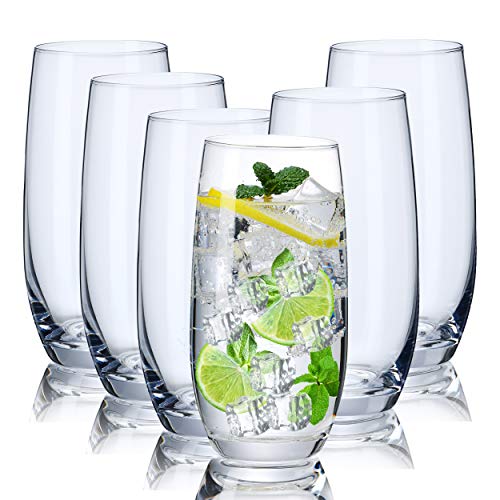 CUKBLESS Highball Glasses Set of 6 - Crystal Tall Drinking Glasses - Cocktail Glass Cups for Mojito, Juice, Beverage, and water - 19 Oz