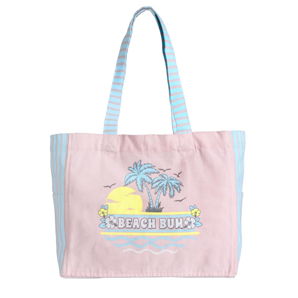 Eco Right Large Canvas Tote Bags for Women, Large Beach Bag, Foldable Travel Bag with Outer Pockets & Inner Zipper Pocket