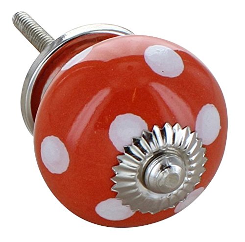 G Decor Polka Dot Spotted Round Ceramic Door Knob Vintage Shabby Chic Cupboard Drawer Pull Handle (Orange) โ image 1