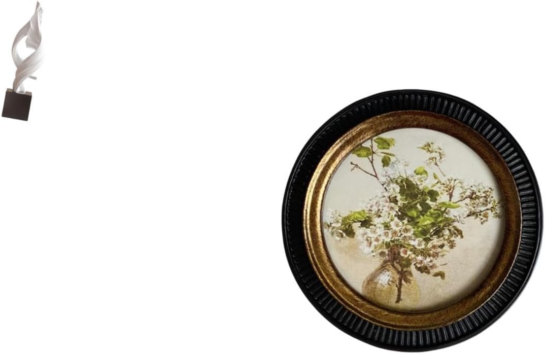 Fenteer Abstract Art Statue Modern Resin Sculpture Round Picture Frame European Retro Design Vintage Picture Frame Crafted from Resin Suitable for Home Living