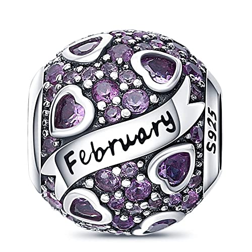 HappyStar Ciondolo da Donna in Argento Sterling 925 Per Bracciale Charms, Gennaio-Dicembre Birthstone charm Bead,Compatibile con bracciale pandora e Europei Bracciale Collane da Donna