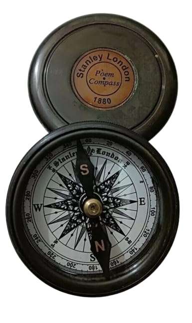 2.5" Vintage Navigational Robert Frost Poem Compass Brass Stanley London Compass, Best Compass for Hiking & Travelling, Best Gift for Festivals-image-4