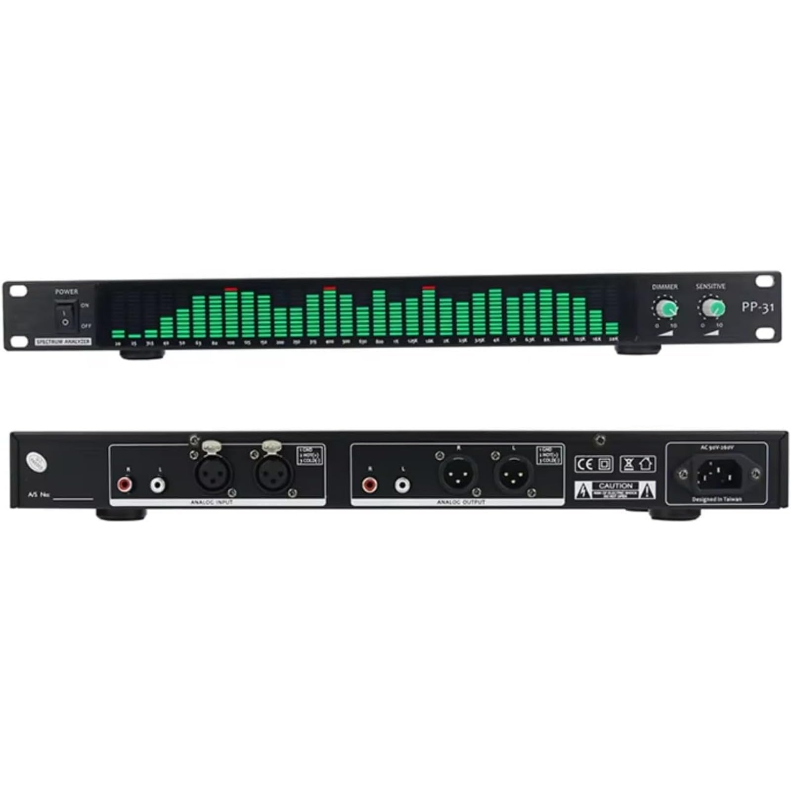 PP-31 cyfrowy analizator widma audio, 31-segmentowy wyświetlacz poziomu częstotliwości w czasie rzeczywistym, miernik VU muzyki o wysokiej czułości (zielony)