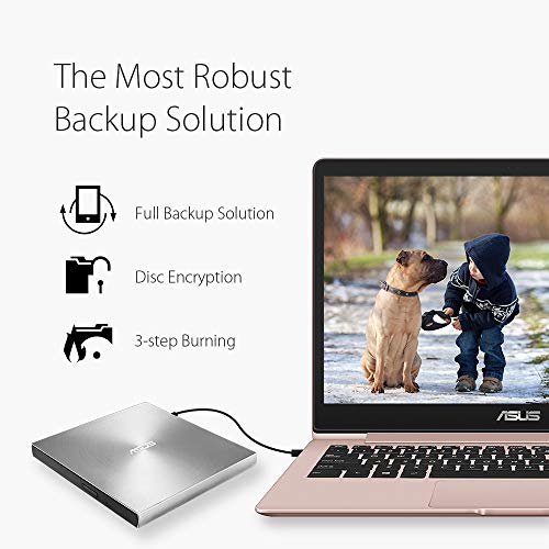 Image of ASUS SDRW-08U9M-U /SIL 13mm External DVD Writer, Compatible with USB 2.0 and Type-C for both Mac /PC