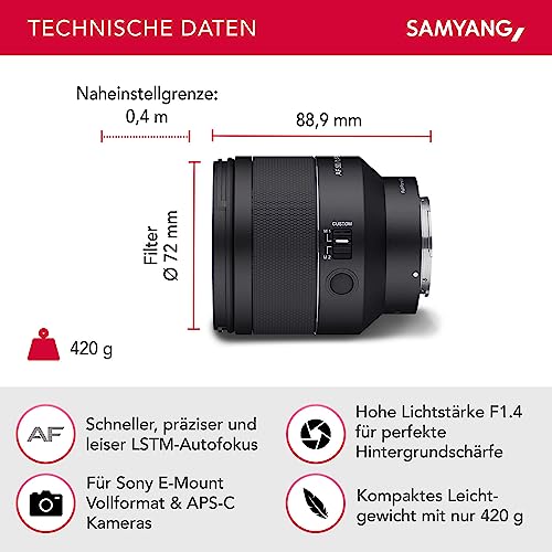 Samyang AF 50mm F1,4 II FE für Sony E – Standardobjektiv