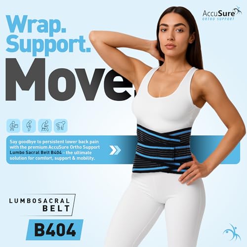 Image of AccuSure Fabric LS Belt Special Fit For Size XL & XXL | Lumbo Sacral Back Support Belt For Lower Back Pain Relief, Spine Support & Posture Correction | Adjustable Back Brace For Men, Women