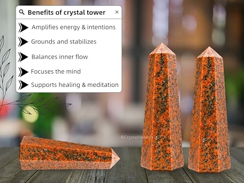 Image of Crystal Heaven Certified Unakite Crystal Tower Obelisk Point For Chakra, Healing And Balancing - AAA Grade Original Certified Gemstone Agate For Reiki Meditation Yoga Spiritual (2-3 Inches)